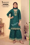 Fathima By Sangeet Vichitra Blooming Silk Kids Girls Wear Kurti Set
